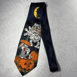 Vintage 1996 Looney Tunes Mania Halloween Tie Bugs Bunny Taz Mummy Pumpkin 90s